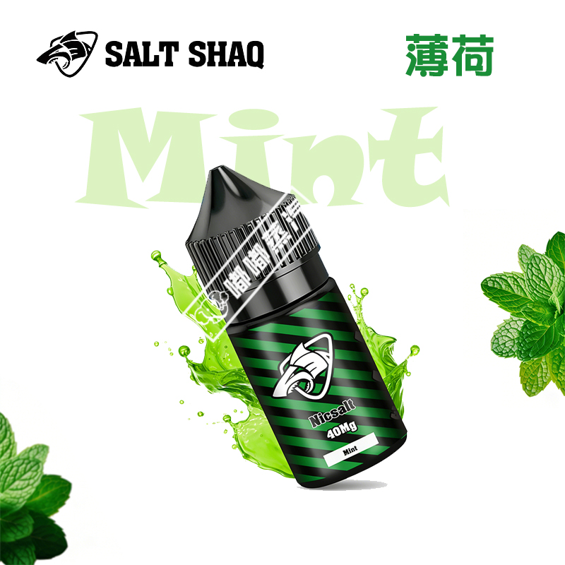 鯊克SALT SHAQ薄荷尼古丁鹽煙油30ml，一口入魂的冰爽暴擊！40mg/ml黃金濃度，搭配50/50 PG/VG經典配比，擊喉感強勁直接，煙霧綿密帶感。30ml大容量夠勁更耐用，清冽薄荷香瞬間喚醒味蕾，不管是替煙解癮，還是追求冰爽 vaping 體驗，這款都是不容錯過的寶藏之選！